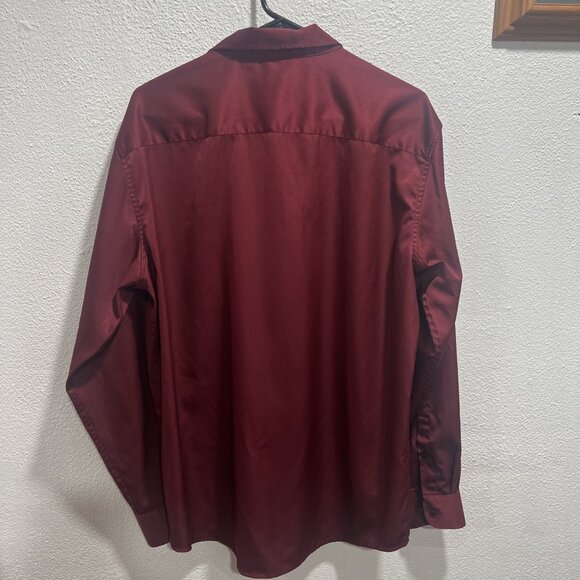 Flex Button-Up Mens Dress Shirt  Wine Size L Italy - Picture 5 of 9